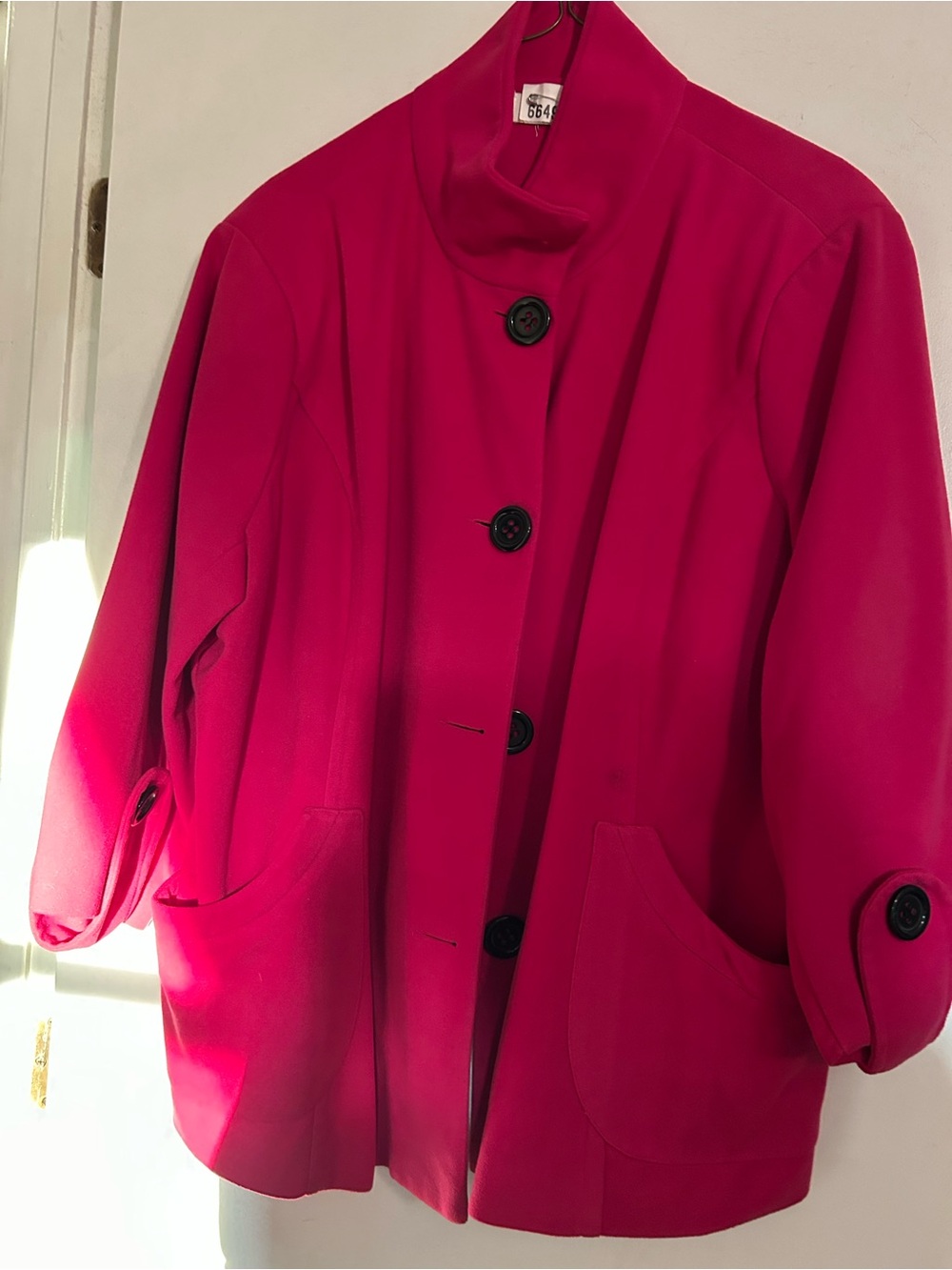 Cato Hot Pink Pea Coat with Button Front